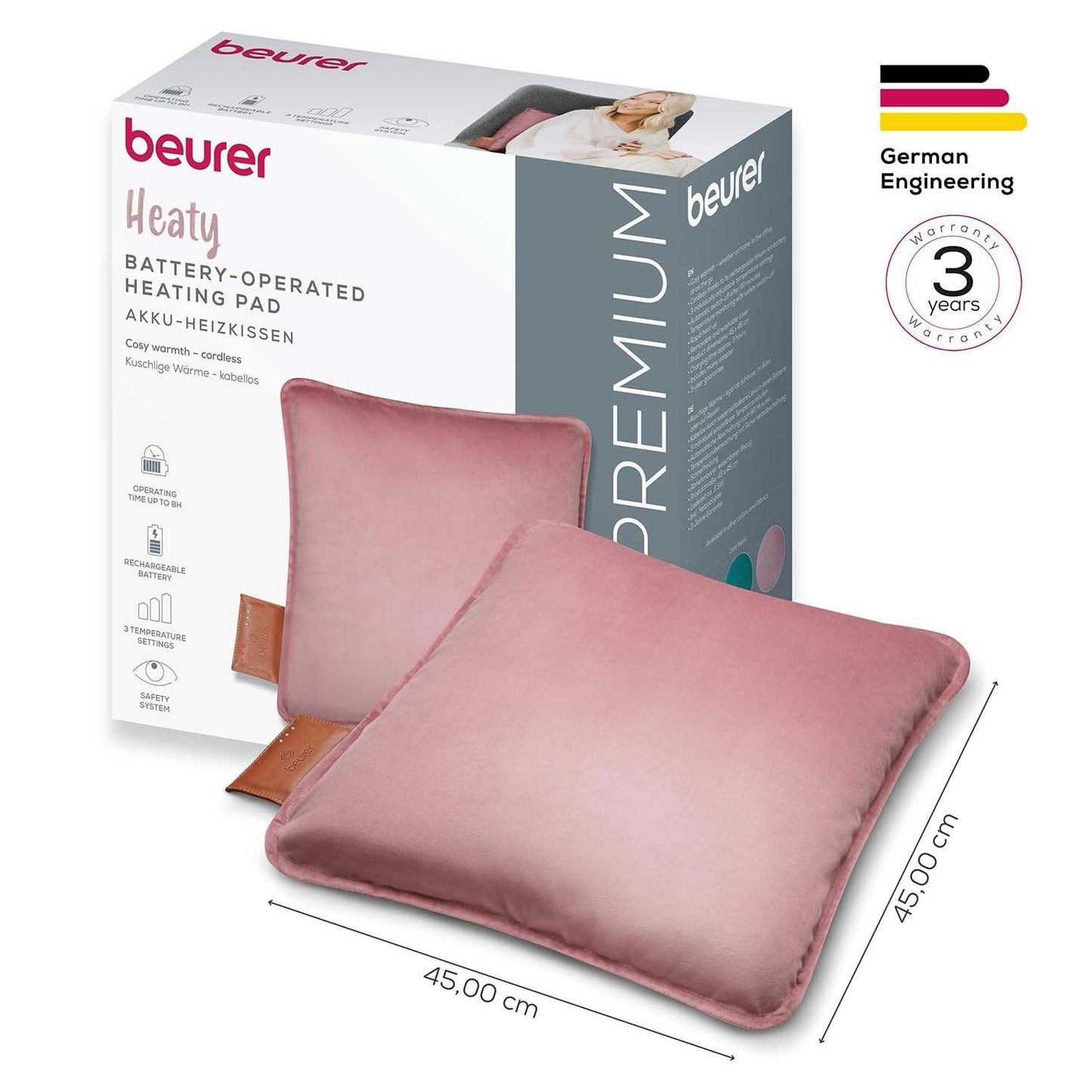 Beurer Värmekudde HK 77 Sladdlös komfort Blush-Rose