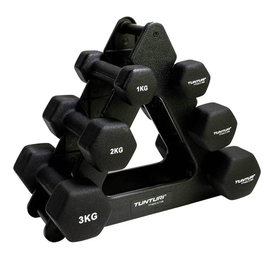 Tunturi Neopreen Dumbellset 3prs+stand