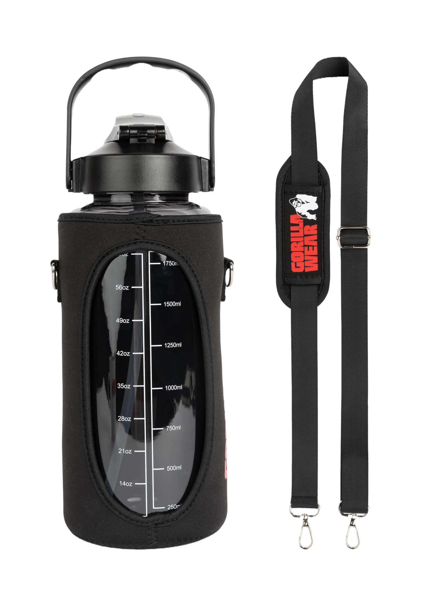 Gorilla Wear Water Bottle With Sleeve 2 L, black