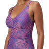 Speedo Womens Shaping Printed V Neck 1 Piece Blue