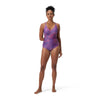 Speedo Womens Shaping Printed V Neck 1 Piece Blue
