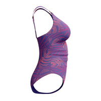 Speedo Womens Shaping Printed V Neck 1 Piece Blue
