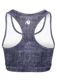 Gorilla Wear Camilla Zip-Front Sports Bra, blue denim