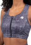 Gorilla Wear Camilla Zip-Front Sports Bra, blue denim
