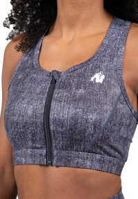 Gorilla Wear Camilla Zip-Front Sports Bra, blue denim