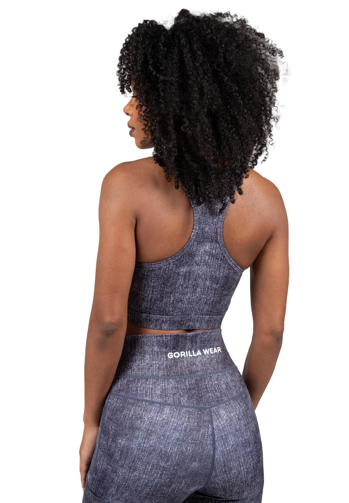 Gorilla Wear Camilla Zip-Front Sports Bra, blue denim