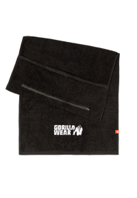 Gorilla Wear Zip Pocket Gym Towel, black