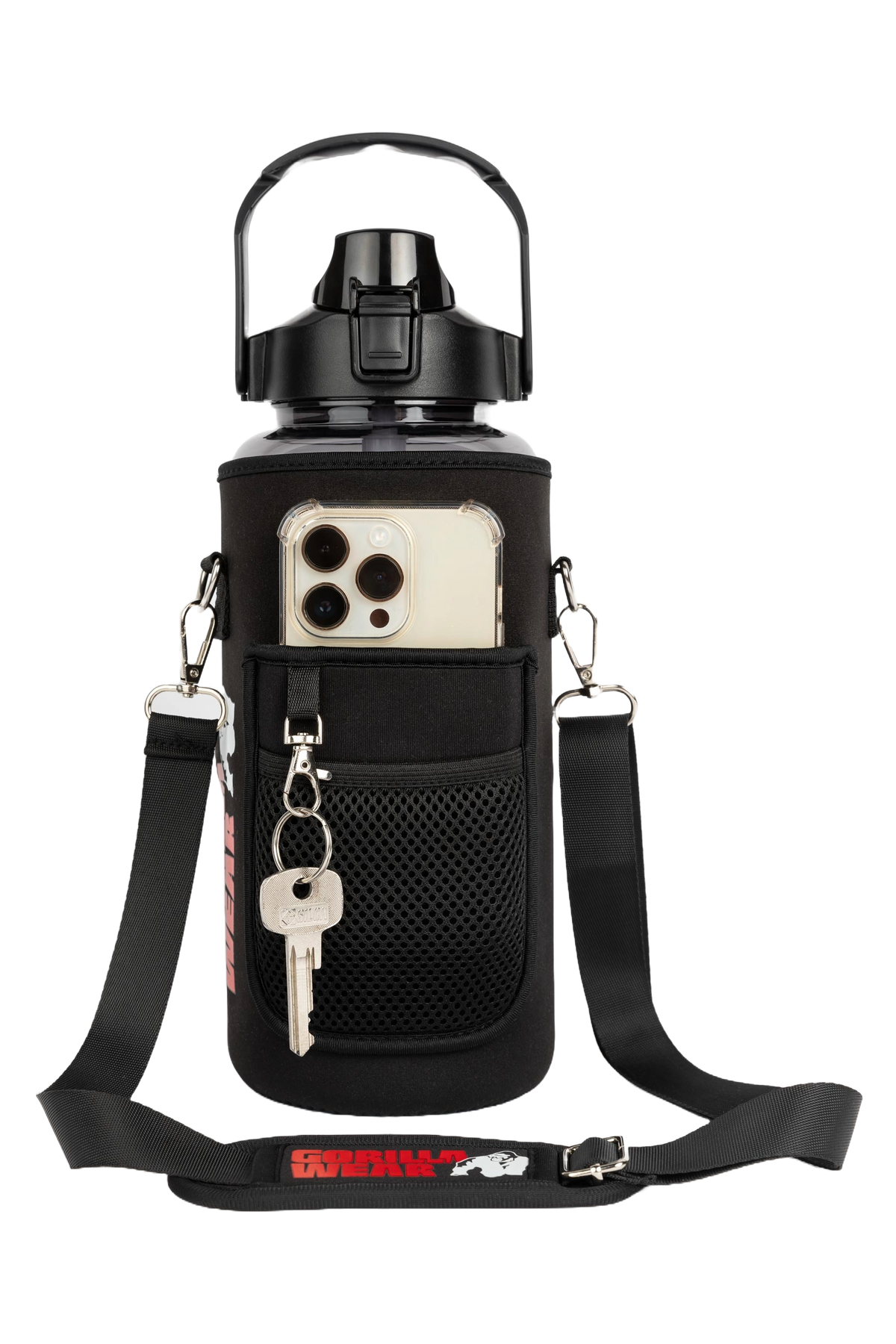 Gorilla Wear Water Bottle With Sleeve 2 L, black
