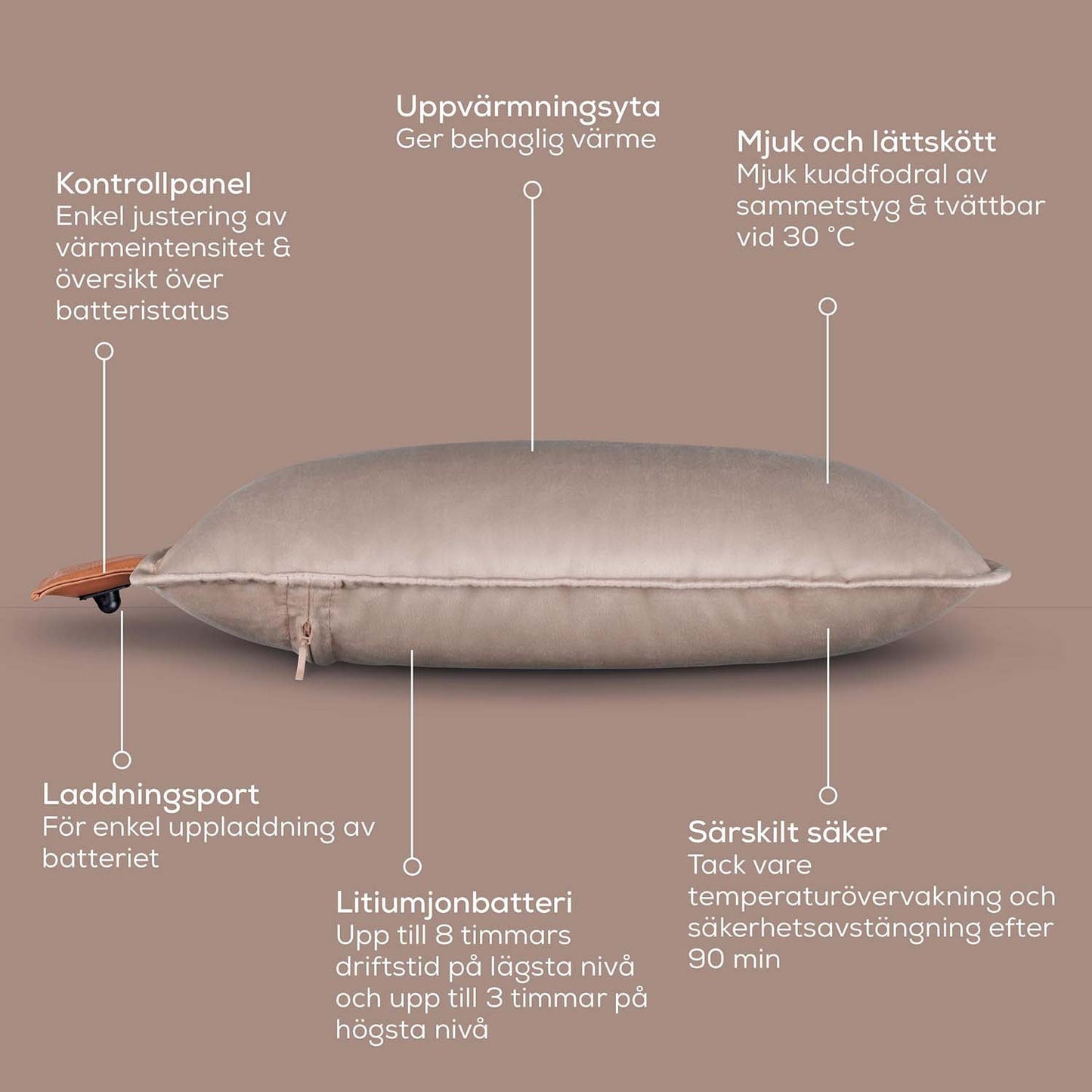 Beurer Värmekudde HK 77 Sladdlös komfort Smokey-Taupe