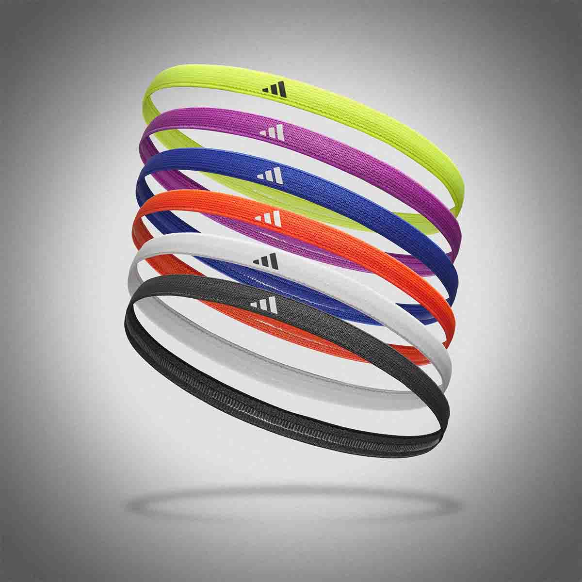 Adidas Hairbands - Set of 6 Black/White/Red/Purple/Blue/Ye