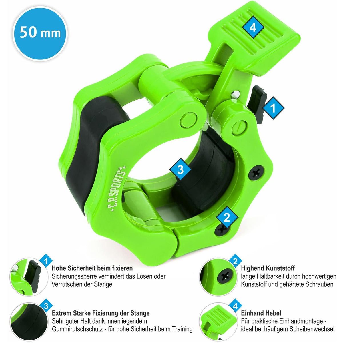 C.P. Sports Jaw Lock 50 mm, green