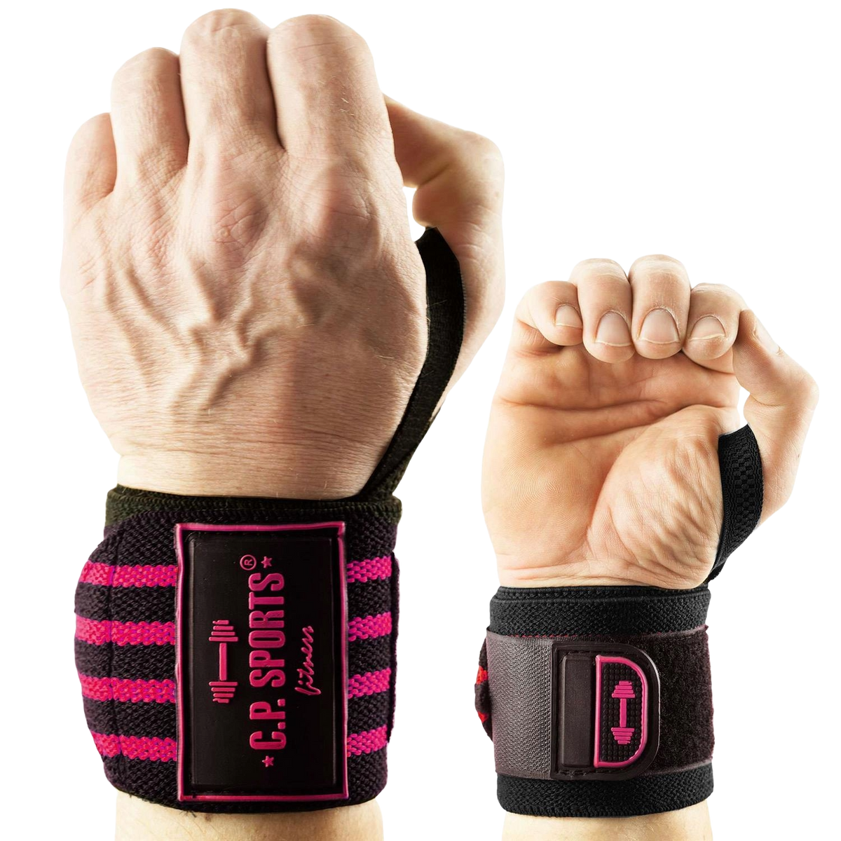 C.P. Sports Strongman Wrist Wraps 50 cm, black/pink